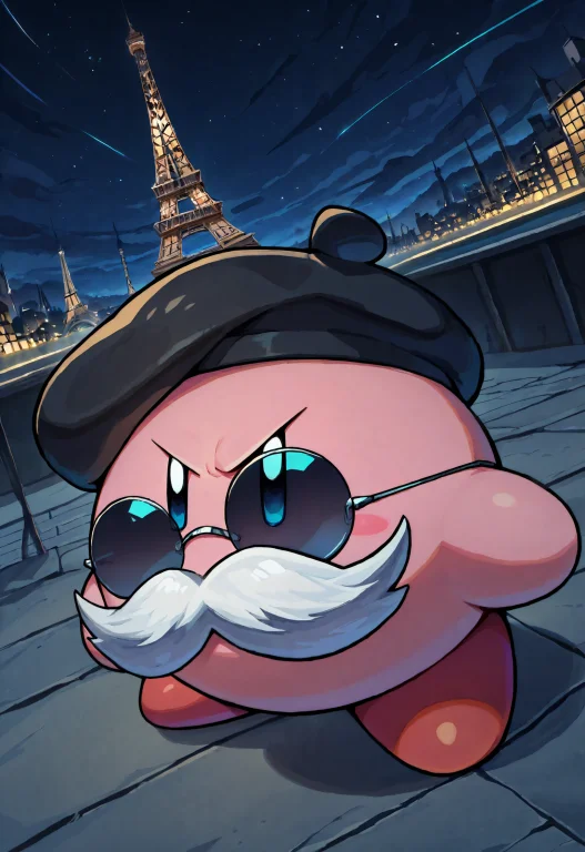 Masterpiece, Best Quality, Kirby, Big Fake Mustache, Black F...