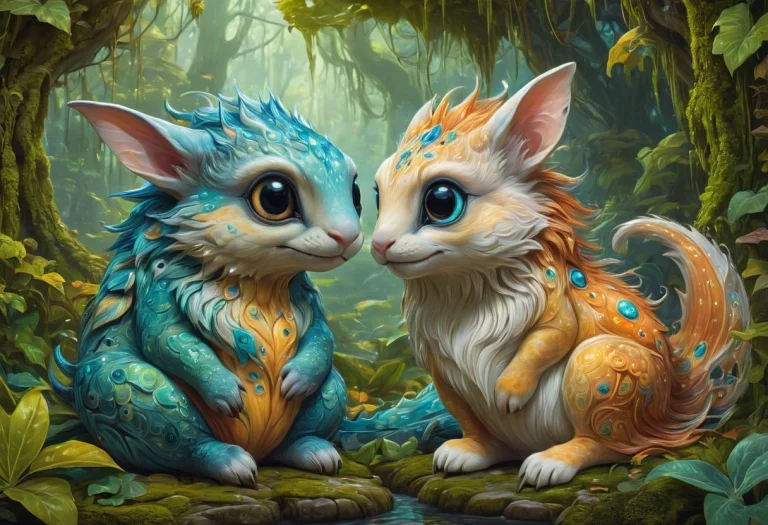Two Absurdly Cute And Gorgeous Fantasy Creatures That Cuddle...