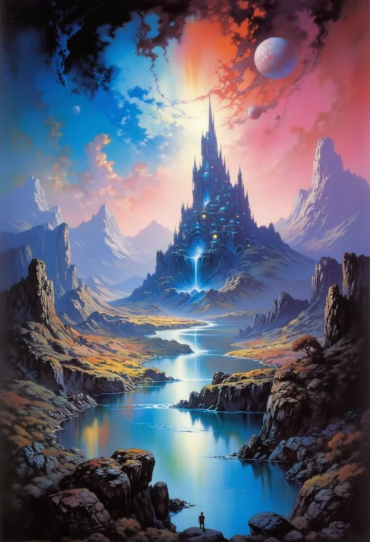 Frank Frazetta Sci-fi Oil Painting Of A Panorama View, The L...