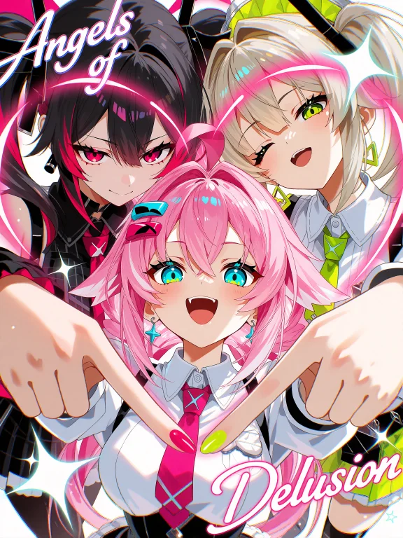 Three Detailed Female Characters Grouped Together Forming A...