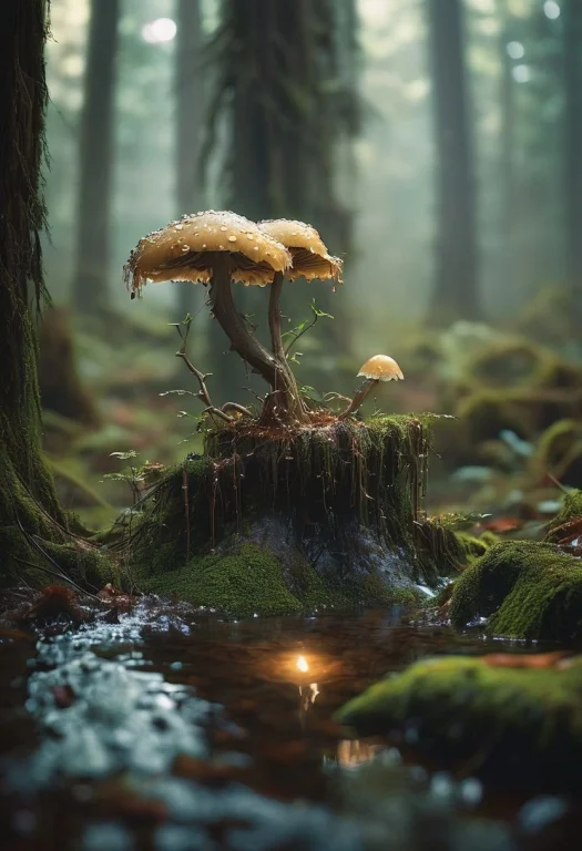 Eerie Beauty A Moonlit Forest Bathed In An Ethereal Glow, Wh...