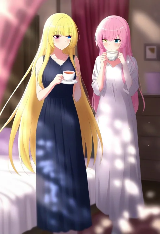 Masterpiece, Best Quality, 2girls, Very Long Hair, Pink Hair...