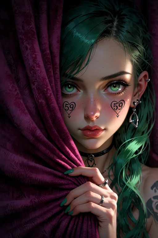 , A Heart 59 Tattoo On Left Cheek, Maelie, The Owner, Emerge...