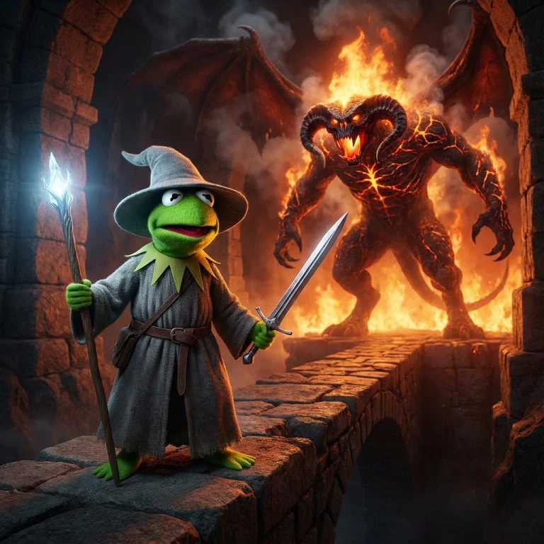 Photorealistic Kermit The Frog, Reimagined As Gandalf The Gr...