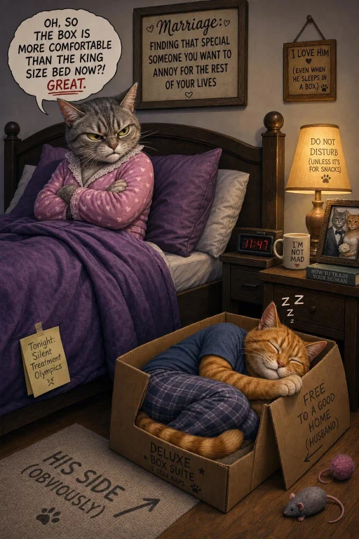 A Humorous, Detailed Illustration Involving 2 Anthro Cats. T...