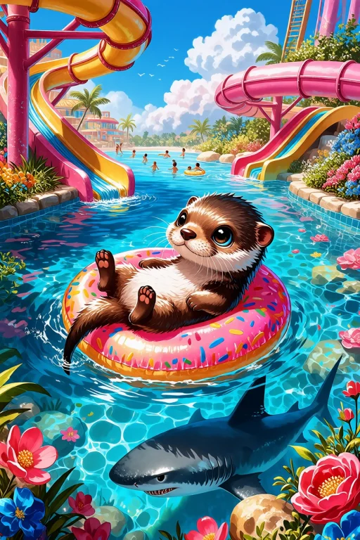 A Tiny, Hyper-realistic Chibi Otter Floats In A State Of Obl...