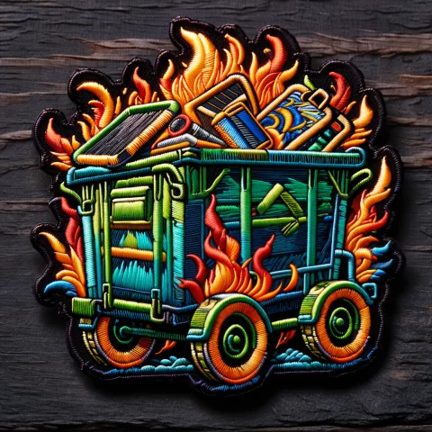 Ral-embroideredpatch, Dumpster Fire, Dark Gradient Backgroun... — SDXL AI Prompt: ral-embroideredpatch, dumpster fire, dark gradient background,