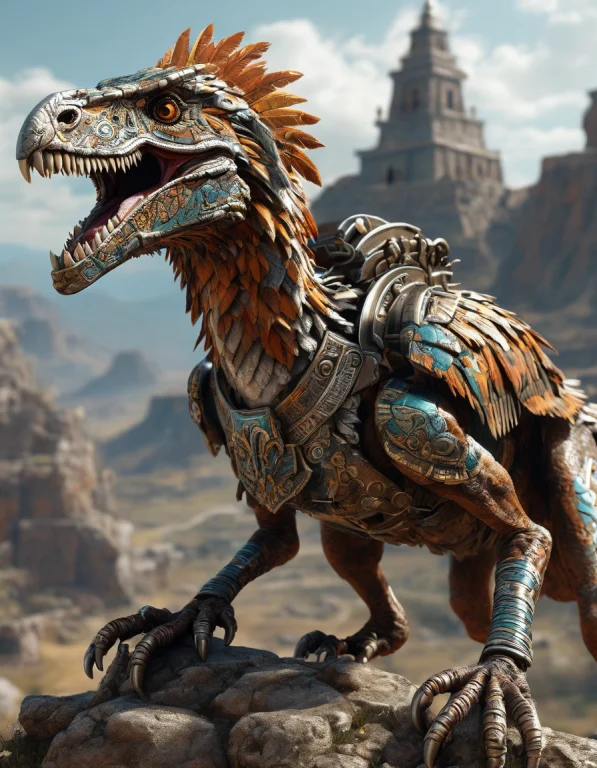 Battlefield Raptor , Natural, Shimmering, Vibrant, Gothic, R...