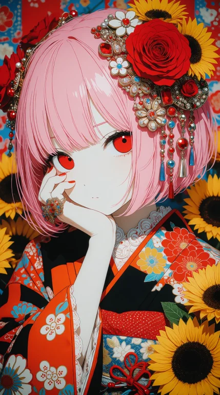 Zidiusart, Vivid Maximalist Illustration, A Close-up 2d Anim...