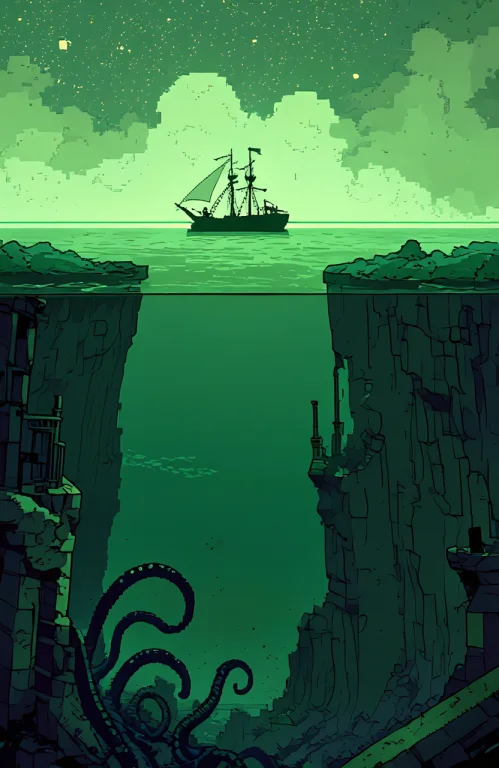 Pixel Artwork With A Green Monochromatic Palette Depicting A...