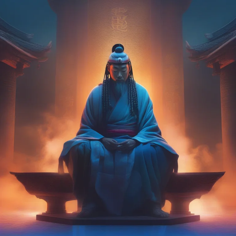 An Oracle Seated In Drifting Temple Smoke, Cel Shading, Spot...