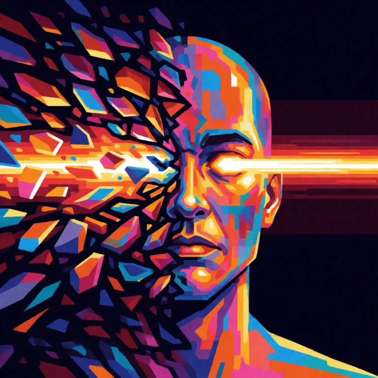 Abstract Vector Artwork Of A Stylized Head Facing The Camera...