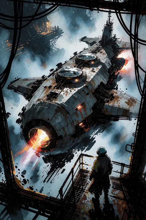 The Art Style Is Painterly With Strong Ink Outlines, High Co...