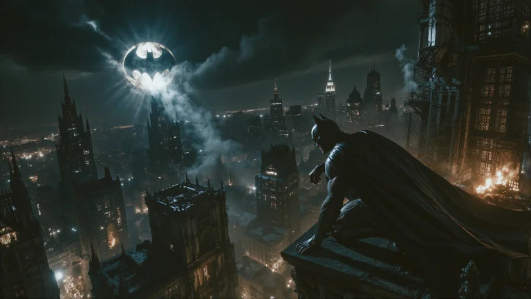 Retrofuturism Style. A Dark And Cinematic Portrait Of Batman...