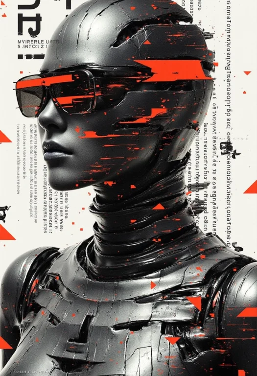 Grng Style Poster. Highly Detailed Glitch Art Half-length Po...