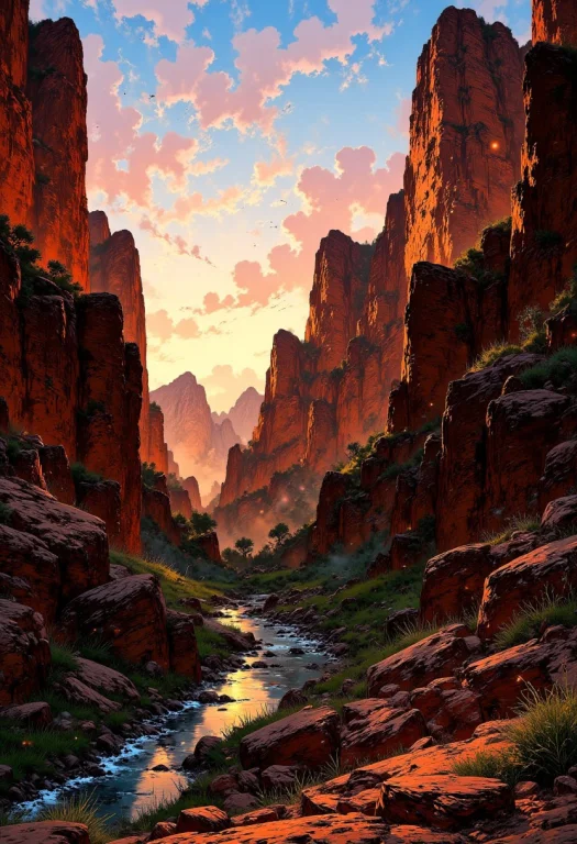 Rocky Desert Plateau Sunlit Canyons Ancient Cliffs A Rugge...