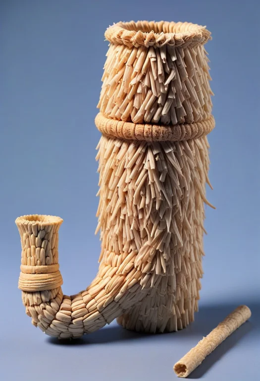 Corncob Pipe, Made Of Straw,
