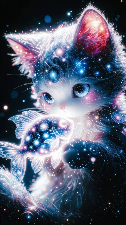 Anime-style Kemono Cosmic God Kitty, Divine Celestial Feline...