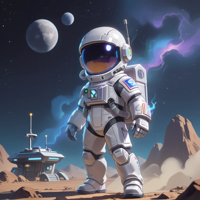 Astronaut In A Detailed Sci-fi Spacesuit, Reflective Visor S...