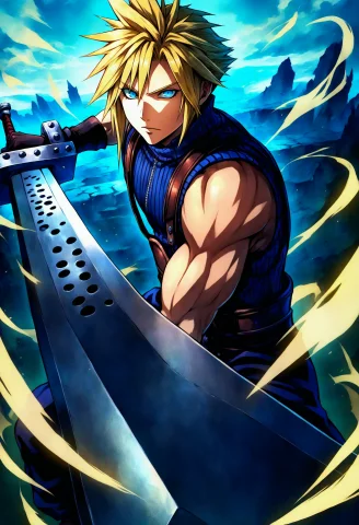Masterpiece, Best Quality, Cloud Strife, Final Fantasy, 1boy... — SDXL AI Prompt: masterpiece, best quality, cloud strife, final fantasy, 1boy, blonde hair, blue...