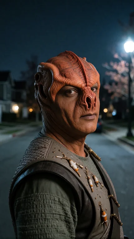 Tmrnml Alien Man, Close-up Portrait, Eye-level, Turned Head,...