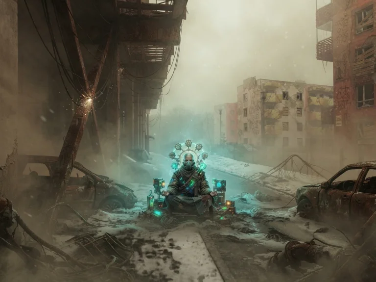 Fogpunk, A Cyber-monk Meditating Amidst The Decay