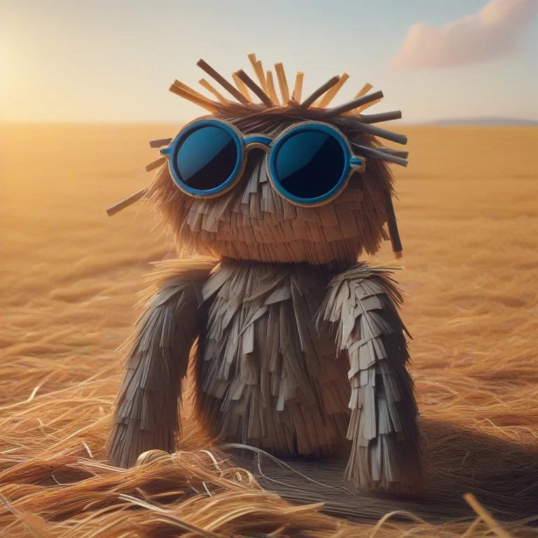 Cinematic Shot, Straw Creature, Cute, Sunglasses, Headphones