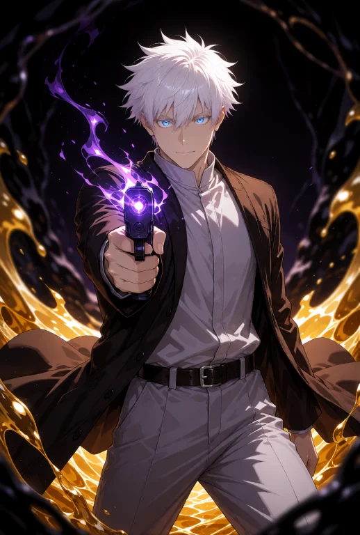 Satoru Gojo From Jujutsu Kaisen, A Human Male With Spiky Sno...