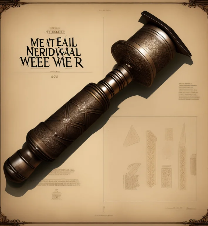 Medieval Weapon Schematics, Hammer Decorated With Runes, Fan...