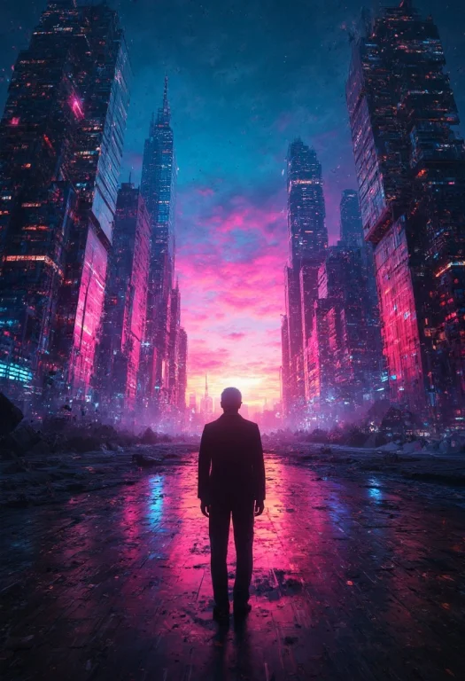 A Large Lone Silhouette Disintegrating Into Pixels, Glitchco...
