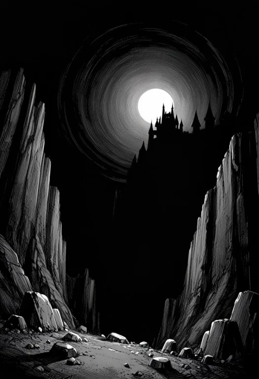 Abyss, Cliff, Hell, Rocks, Castle, Night, Masterpiece, Best...
