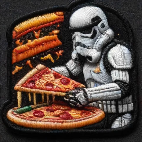 A Photorealistic Close-up Photograph Of A Humorous Embroider... — SDXL AI Prompt: A photorealistic close-up photograph of a humorous embroidered morale patch show...