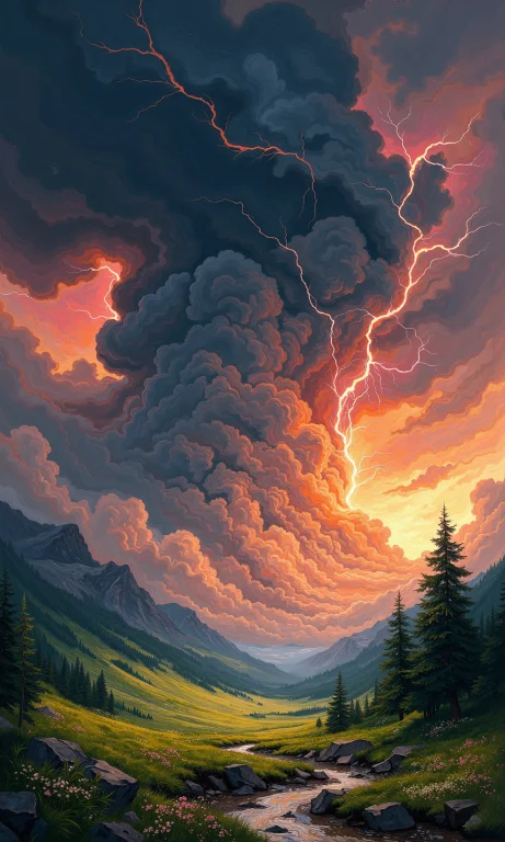 A Breathtaking Landscape Painting, Likely Digital Art, Portr...
