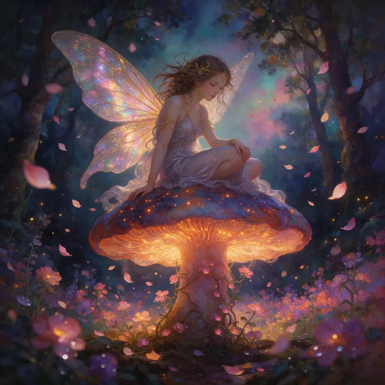 A Serene, Androgynous Fairy With Soft, Ethereal Features, Si...