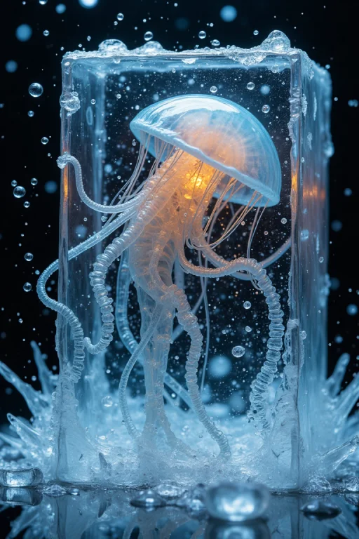A Nightmarish Alien Jellyfish With Tentacles Transparent And...