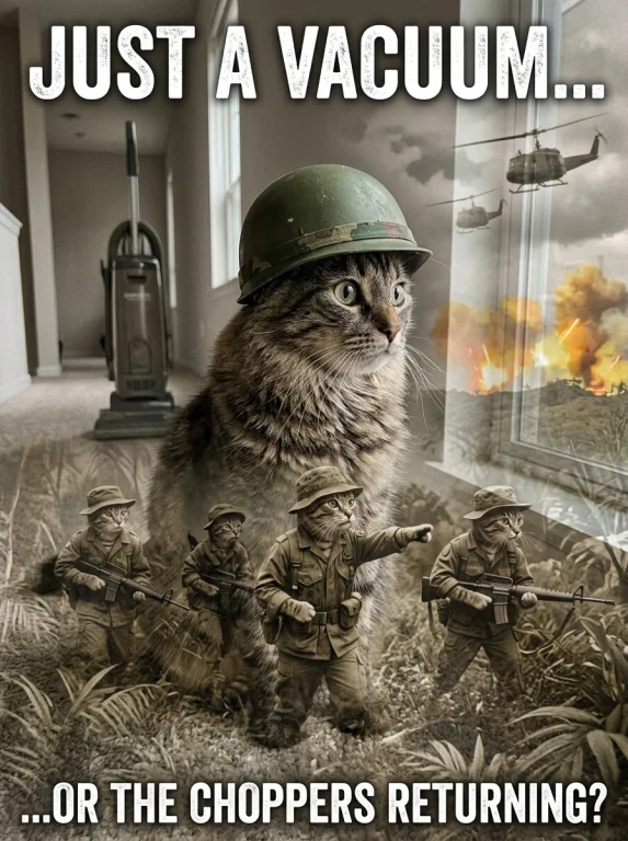 Create For Me A Funny Meme Image Of A Realistic Cute Cat Sta...