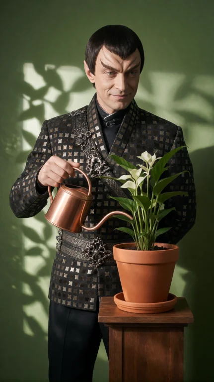 Rmlnml Alien Man, Chest-up, Straight-on, Watering Plant, Sli...