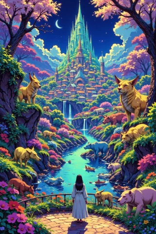 The City Of Animals Beautiful Landscape, Morning, Woman, Ver... — Stable Diffusion AI Prompt: the city of animals beautiful landscape, morning, woman, very intricate, very de...