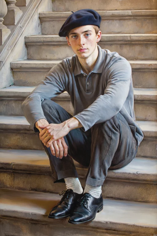 A Finely Detailed, Painterly Realist Portrait Of A 20-year-o...