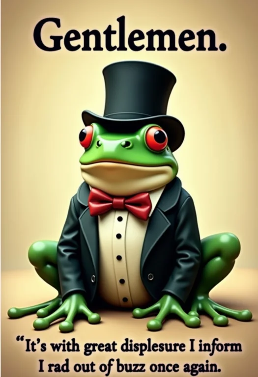 A Frog Wearing A Bowtie, A Top Hat, A Suit, Sitting On A Fla...