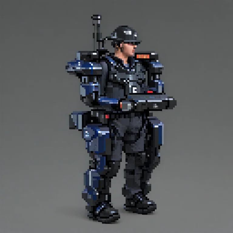 Exoskeleton,realistic Action,pixpix, 8-bit, Pixelart