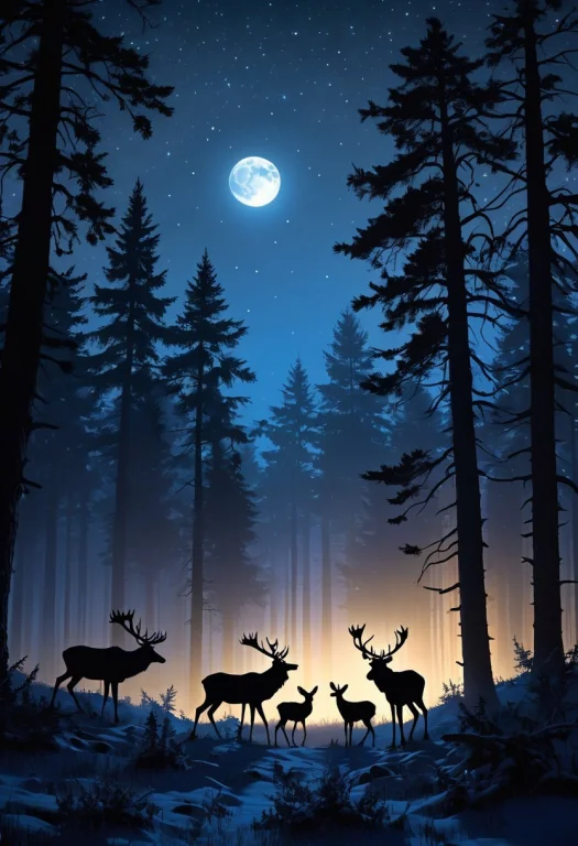 Mistyforest Clearing, Natural Nightscene, Moon And Stars, Si...