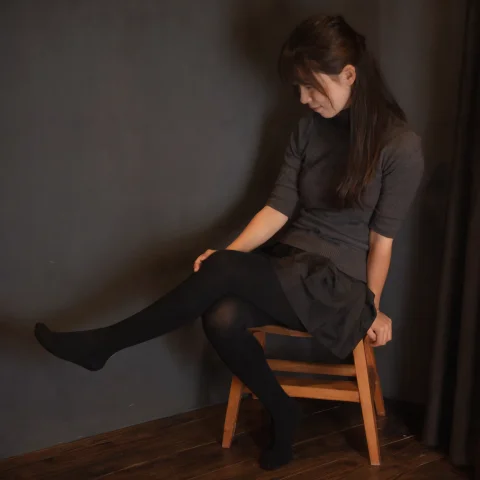 Opaquetights, Blackmattetights, The Image Is A Vertical Real... — Stable Diffusion AI Prompt: opaque_tights, black_matte_tights, the image is a vertical realistic photograph...