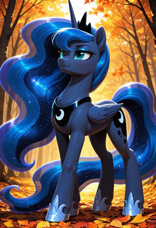 Princess Luna My Little Pony, Dark Blue Feral Alicorn, Quadr...