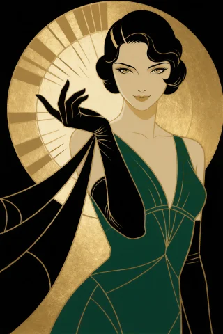 An Art Deco Poster Illustration With Clean Geometric Linewor... — Stable Diffusion AI Prompt: An Art Deco poster illustration with clean geometric linework and bold flat colo...