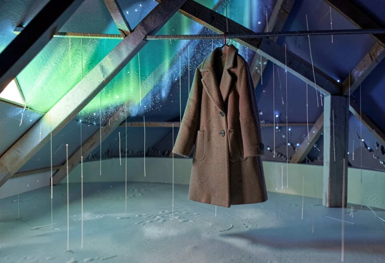 A Coat Left Hanging In An Empty Attic, Papercraft Style, Aur...