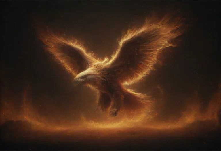 Flame Style, A Majestic Eagle Soaring, Subject Formed By Fir...