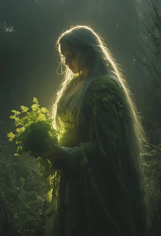 Hkmagic Witch, Holding Holy Sss Broccoli, In Wild Overgrown...