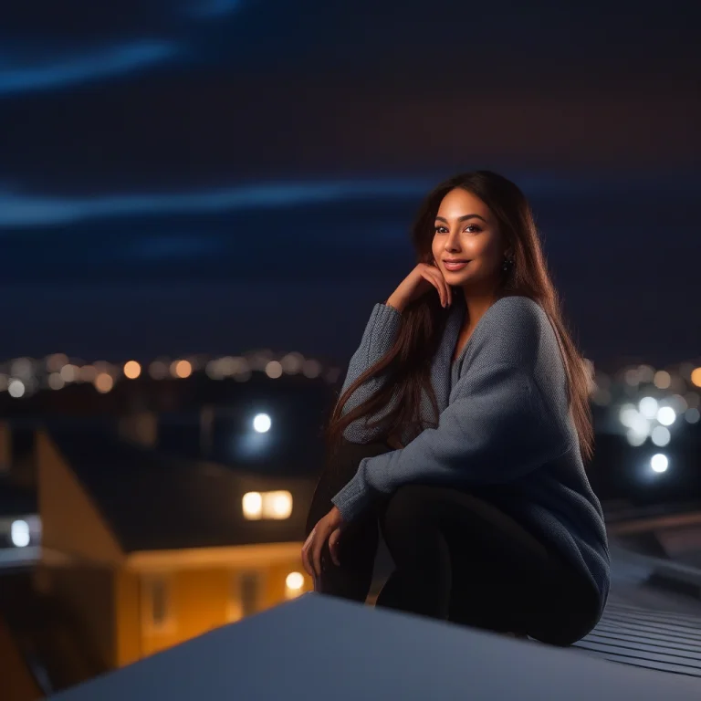 An Evening Look On A Rooftop At Blue Hour, Documentary Photo...