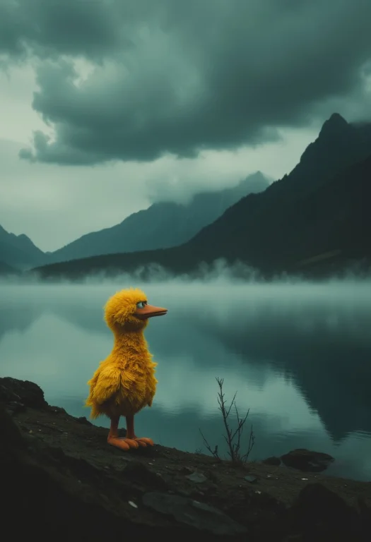 The Image Is A Melancholic Photograph Of A Misty Landscape,...